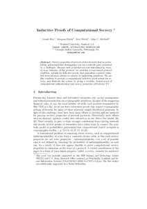 Inductive Proofs of Computational Secrecy  ? Arnab Roy1 , Anupam Datta2 , Ante Derek1 , John C. Mitchell1 1