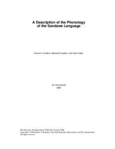 A Description of the Phonology of the Sandawe Language