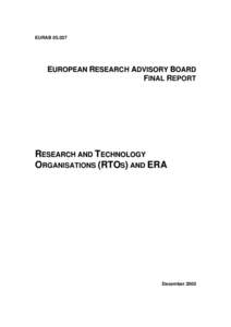 EURAB[removed]EUROPEAN RESEARCH ADVISORY BOARD FINAL REPORT  RESEARCH AND TECHNOLOGY
