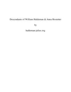 Descendants of William Haldeman & Anna Hostetter
