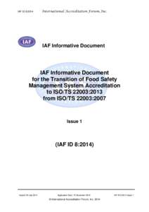 IAF ID 8:2014  International Accreditation Forum, Inc. IAF Informative Document