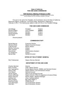 February 2, 2012 Fish and Game Commission Meeting Summary