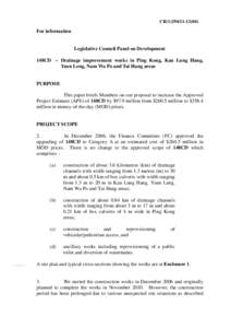 CB[removed])  For information Legislative Council Panel on Development 148CD – Drainage improvement works in Ping Kong, Kau Lung Hang,