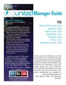 Manager Guide Executive Summary: TOC  Why send your developers to
