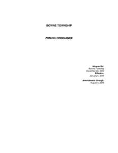 BOWNE TOWNSHIP  ZONING ORDINANCE Adopted by: Bowne Township