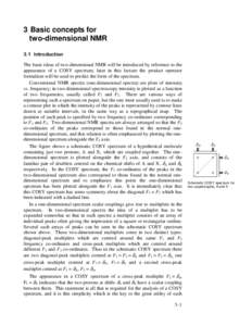 3 Basic concepts for two-dimensional NMR  ,QWURGXFWLRQ The basic ideas of two-dimensional NMR will be introduced by reference to the appearance of a COSY spectrum; later in this lecture the product operator formalism