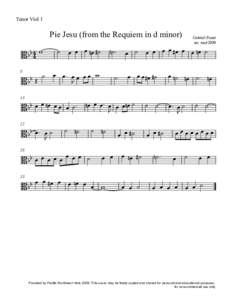Tenor Viol 1  Pie Jesu (from the Requiem in d minor)        