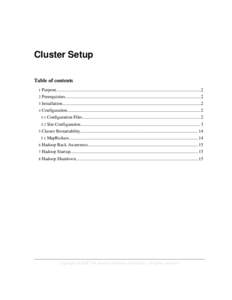 Cluster Setup Table of contents 1 Purpose...............................................................................................................................2