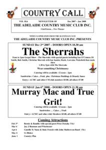 Adelaide Country Music Club Country Call Dec 2007-Jan 2008 Issue - Vol 18.6