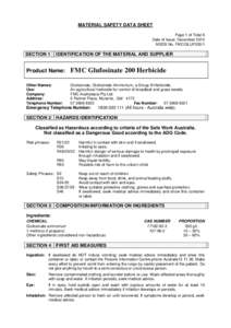 MATERIAL SAFETY DATA SHEET Page 1 of Total 6 Date of Issue: December 2012 MSDS No. FMC/GLUF200/1  SECTION 1