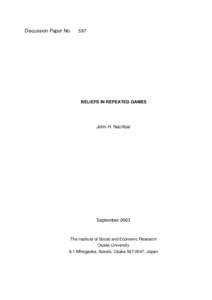 Discussion Paper NoBELIEFS IN REPEATED GAMES