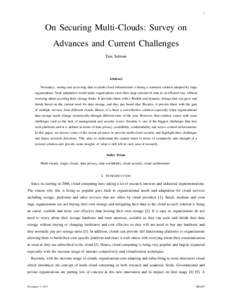 1  On Securing Multi-Clouds: Survey on Advances and Current Challenges Tara Salman