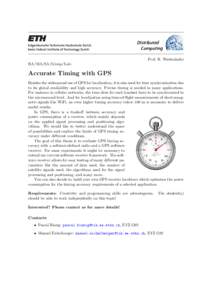 Distributed Computing Prof. R. Wattenhofer BA/MA/SA/Group/Lab:  Accurate Timing with GPS