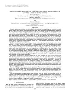 THE ASTROPHYSICAL JOURNAL, 493 : 595È612, 1998 FebruaryThe American Astronomical Society. All rights reserved. Printed in U.S.A. THE RELATIONSHIP BETWEEN GAS, STARS, AND STAR FORMATION IN IRREGULAR GALAXIES :