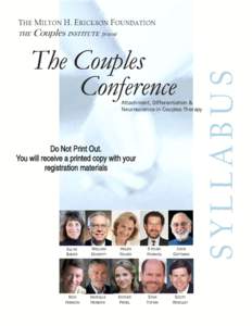 THE MILTON H. ERICKSON FOUNDATION  Couples INSTITUTE present The Couples Conference