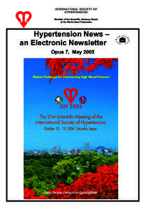 INTERNATIONAL SOCIETY OF HYPERTENSION Member of the Scientific Advisory Board of the World Heart Federation  Hypertension News –