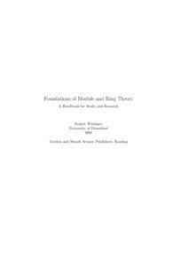 Foundations of Module and Ring Theory A Handbook for Study and Research