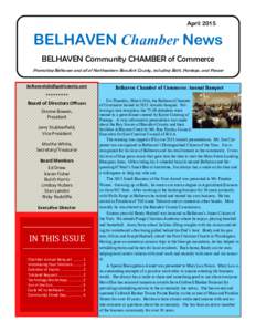 AprilBELHAVEN Chamber News BELHAVEN Community CHAMBER of Commerce Promoting Belhaven and all of Northeastern Beaufort County, including Bath, Pantego, and Ponzer 