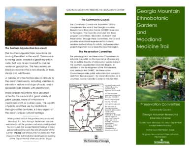 GEORGIA MOUNTAIN RESEARCH & EDUCATION CENTER  The Community Council The Southern Appalachian Ecosystem The Southern Appalachian mountains are