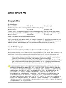 Linux−RAID FAQ  Gregory Leblanc Revision History Revision v0−03−05