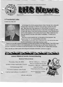 A Newsletter for Members andFriends of the Lenexa Historical Society  Volume 24. Number 3 May/June 2006