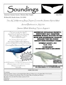 Soundings American Cetacean Society- Monterey Bay Chapter JulyPO Box H E, Pacific Grove, CA 93950
