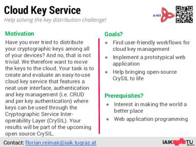 Cloud Key Service  Help solving the key distribution challenge! Motivation