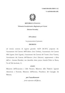 NREG.PROV.CAU. NREG.RIC. REPUBBLICA ITALIANA  Tribunale Amministrativo Regionale per il Lazio