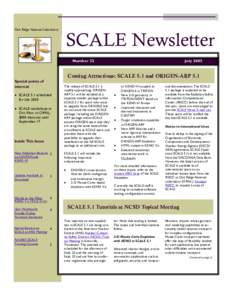 Number 32 Oak Ridge National Laboratory Oak Ridge National Laboratory SCALE Newsletter Number