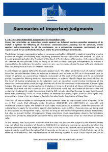 Summary of the judgment in case C-70/10
[removed]Summary of the judgment in case C-70/10