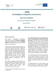 Co-funded by the European Union KING Knowledge for Integration Governance EXECUTIVE SUMMARY