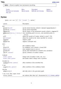 Title  stata.com lpoly — Kernel-weighted local polynomial smoothing Syntax Remarks and examples