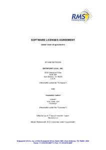 SOFTWARE LICENSES AGREEMENT (dated <date of agreement>) BY AND BETWEEN DATAPOINT U.S.A., INCDatapoint Drive