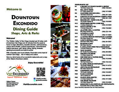 Welcome to  Downtown Escondido Dining Guide Shops, Arts & Parks