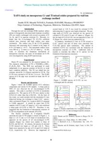 Photon Factory Activity Report 2009 #27 Part BChemistry 7C, 9C/2009G661  XAFS study on mesoporous Cr and Ti mixed oxides prepared by wall ion