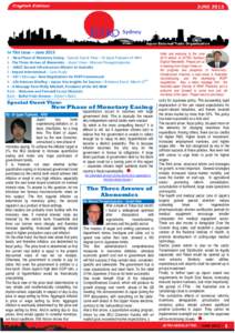In This Issue – June[removed] – New Phase of Monetary Easing – Special Guest View – Dr Ippei Fujiwara of ANU 1 –The Three Arrows of Abenomics – Guest View – Manuel Panagiotopoulos 2 – JABCC Second Infrastr