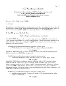 Page 1 of 7  Texas Water Resources Institute Evaluation and Demonstration of BMPs for Cattle on Grazing Lands for the Lone Star Healthy Streams Program State General Revenue Nonpoint Source Grant Program