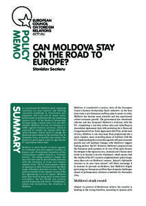 POLICY MEMO can moldova stay on the road to europe?