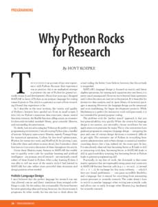 PROGRAMMING  Why Python Rocks for Research  T