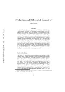C ∗ algebras and Differential Geometry  ∗ arXiv:hep-thv1 15 Jan 2001