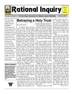 Rational Inquiry Volume 12, Issue 2 The San Diego Association for Rational Inquiry