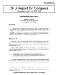 Order Code RS22531 November 13, 2006 CRS Report for Congress Received through the CRS Web