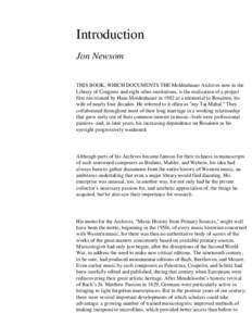 Moldenhauer Archives at the Library of Congress | Table of Contents  Introduction Jon Newsom