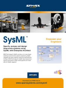 Empower your Engineers Specify, analyze and design large-scale systems using SysML with Enterprise Architect MDG Technology for SysML provides a rich, team-based
