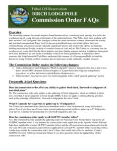 Tribal Off-Reservation  BIRCH LODGEPOLE Commission Order FAQs Overview