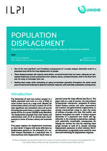 POPULATION DISPLACEMENT Displacement in the aftermath of nuclear weapon detonation events By Dr Simon Bagshaw ILPI-UNIDIR Vienna Conference Series