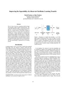Improving the Separability of a Reservoir Facilitates Learning Transfer David Norton and Dan Ventura Computer Science Department Brigham Young University [removed], [removed]