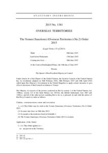 STATUTORY INSTRUMENTSNoOVERSEAS TERRITORIES The Yemen (Sanctions) (Overseas Territories) (No.2) Order 2015