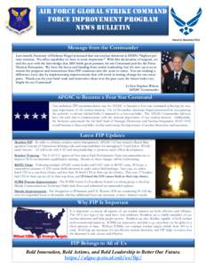 AIR FORCE GLOBAL STRIKE COMMAND FORCE IMPROVEMENT PROGRAM NEWS BULLETIN Volume 5, December[removed]Message from the Commander