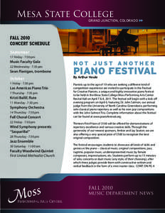 GRAND JUNCTION, COLORADO  FALL 2010 CONCERT SCHEDULE September 17 Friday · 7:30 pm